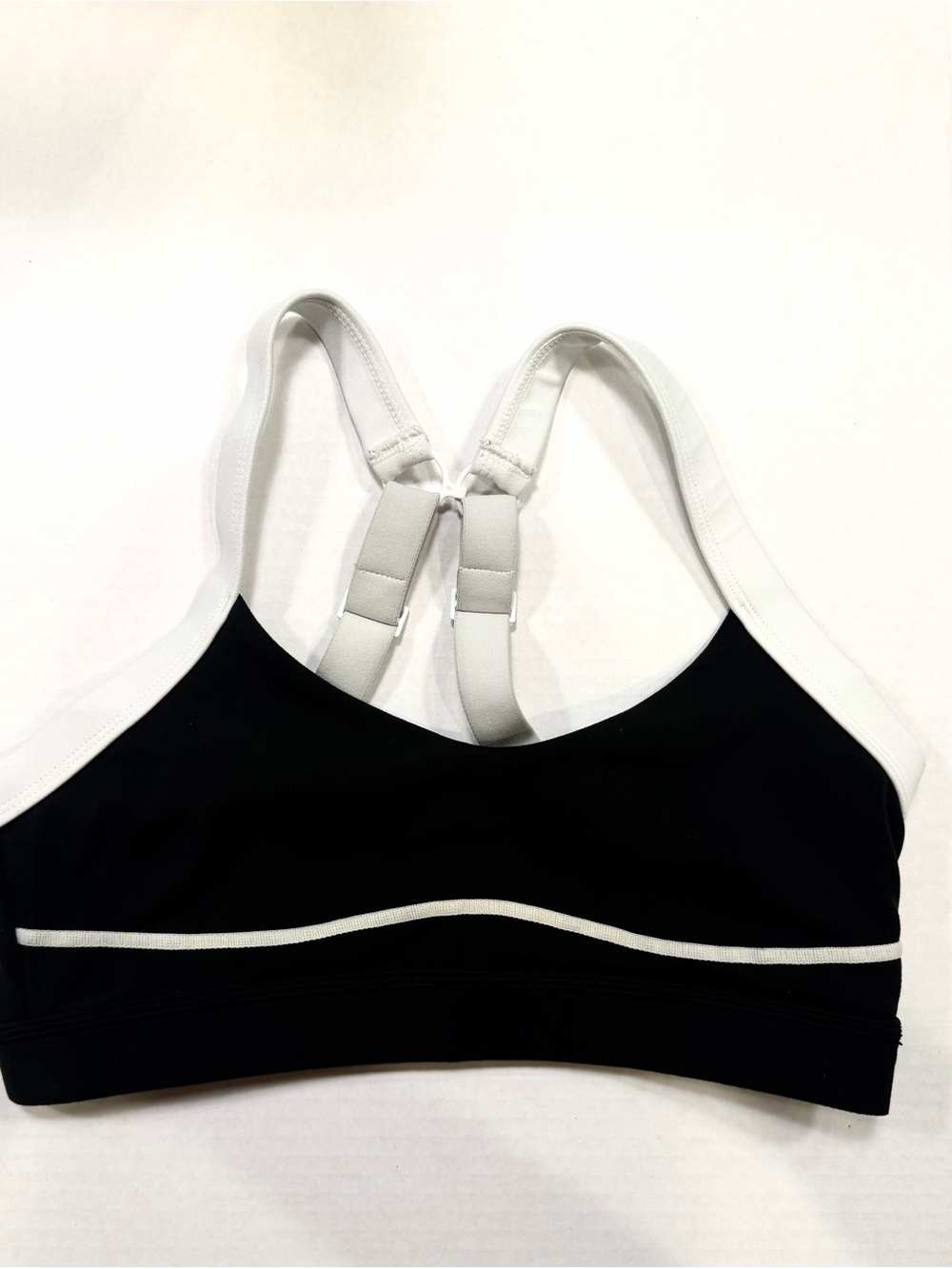 PARAGON Black with White Trim Adjustable-Strap Sports Bra